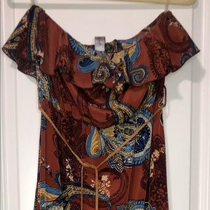 Off the shoulder rustic western one size fits most long dress